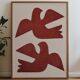 Framed painting on paper - Birds painting 50x70cm - signed Eawy