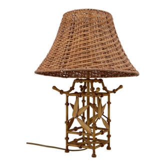 Lampe japonisante imitation bambou, circa 1970
