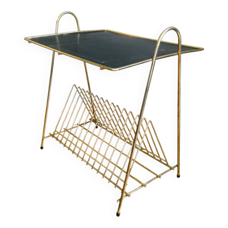 1960s turntable and vinyl shelf or occasional shelf