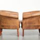 Set of two vintage sheepskin club armchairs with a beautiful light colour