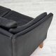 1970s, Danish 2-seater sofa, original black furniture leather, teak wood.