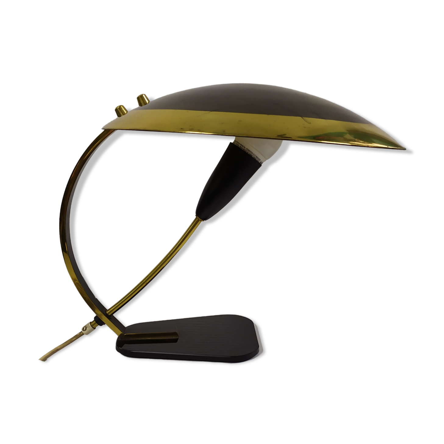 Black brass desk lamp 1950 italy