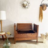 Ancien banc coffre à rouleaux en bois massif