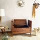 Old solid wood roller chest bench