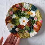 Ensemble de 6 assiettes et assiette à gâteau avec pied en céramique