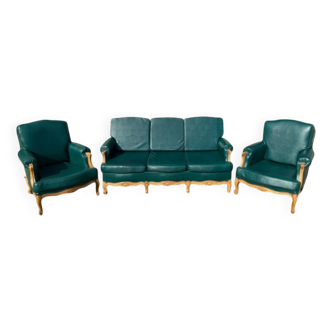 Complete Louis XV living room – Sofa bed, armchairs and footstool