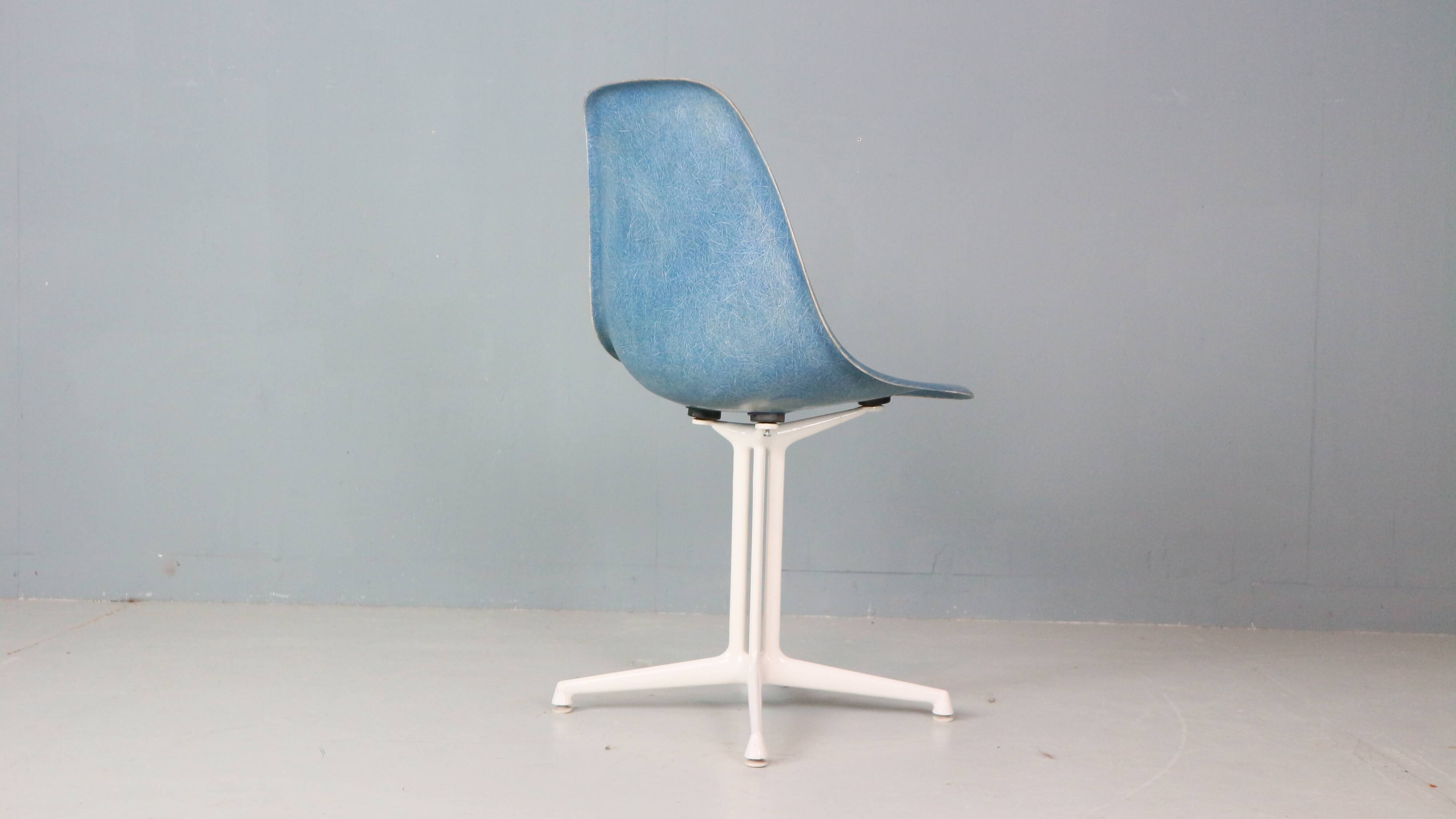 Charles & Ray Eames "La Fonda" Blue Fiberglass Chairs Herman Miller