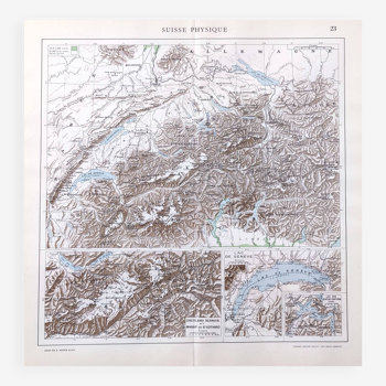Vintage map of Switzerland 43x43cm from 1950