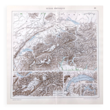 Vintage map of Switzerland 43x43cm from 1950