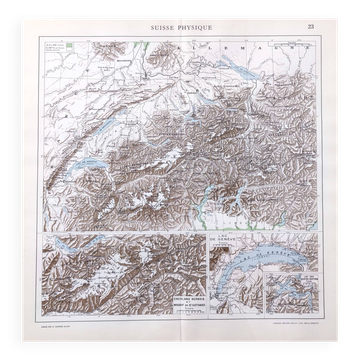 Vintage map of Switzerland 43x43cm from 1950.