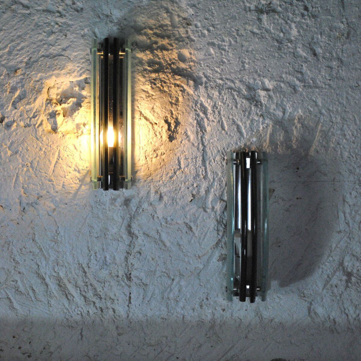 Satin crystal wall light by Fontana Arte, 1960s, set of 2.