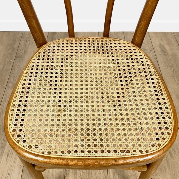 Chaise de bistrot en bois courbé et cannage