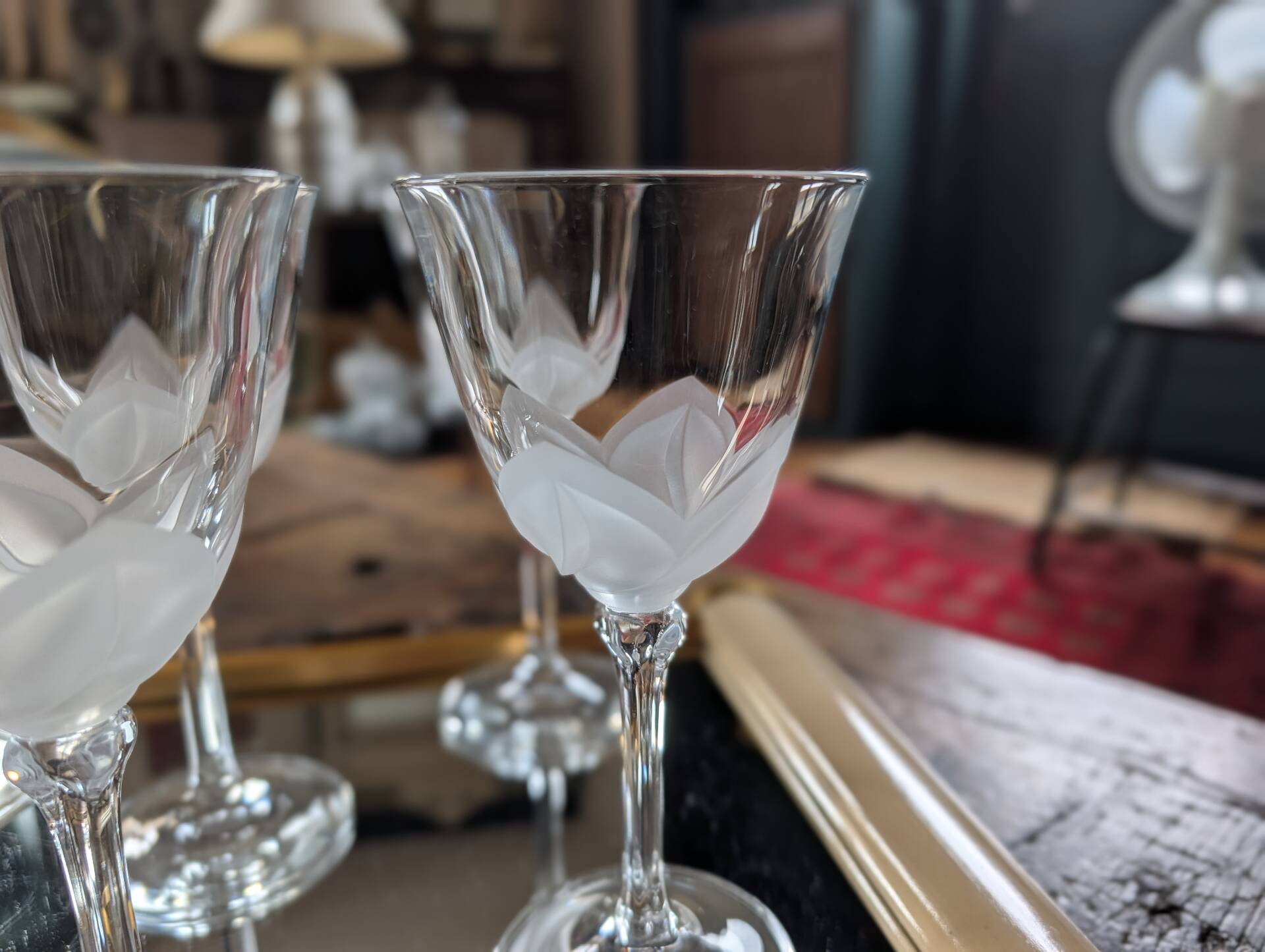 6 crystal stem glasses from Cristal d’Arques Folia – 1970s-1980s