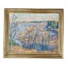 Mid 20th century impresionist landscape oil painting