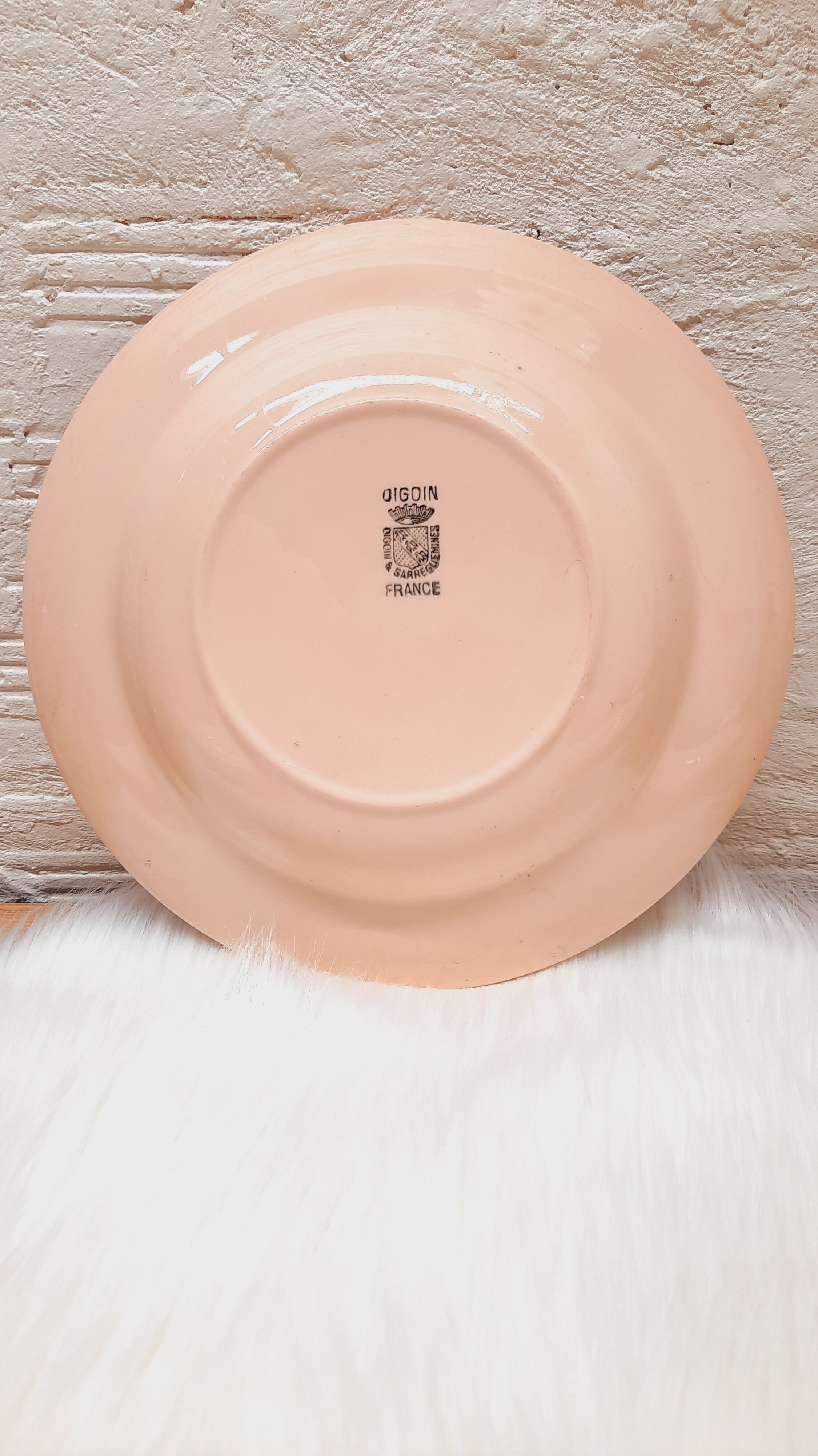 Trio assiettes creuses Digoin roses