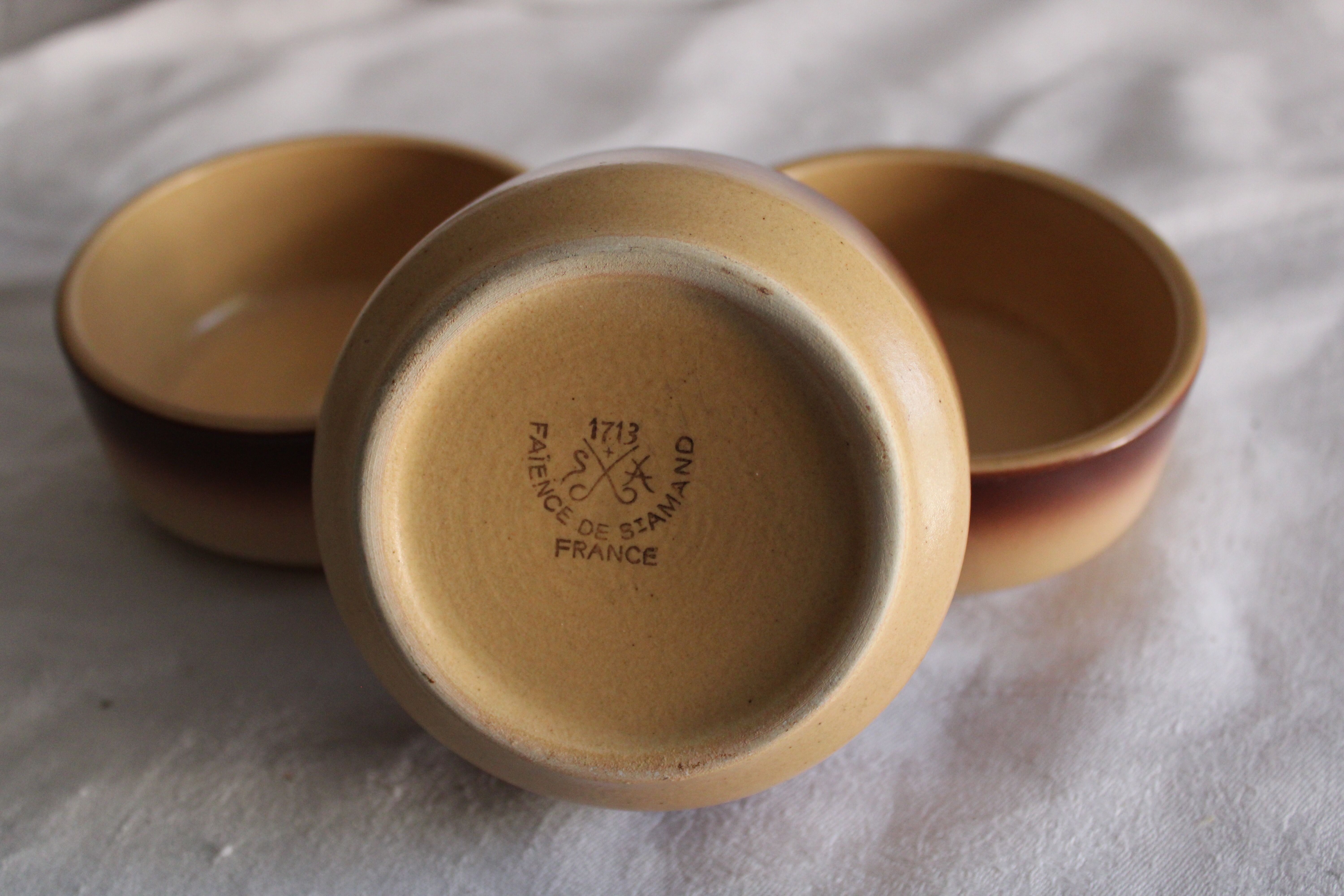 Set of earthenware ramekins from St Amand France