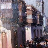 Orientalist painting "Animated street scene" signed + frame