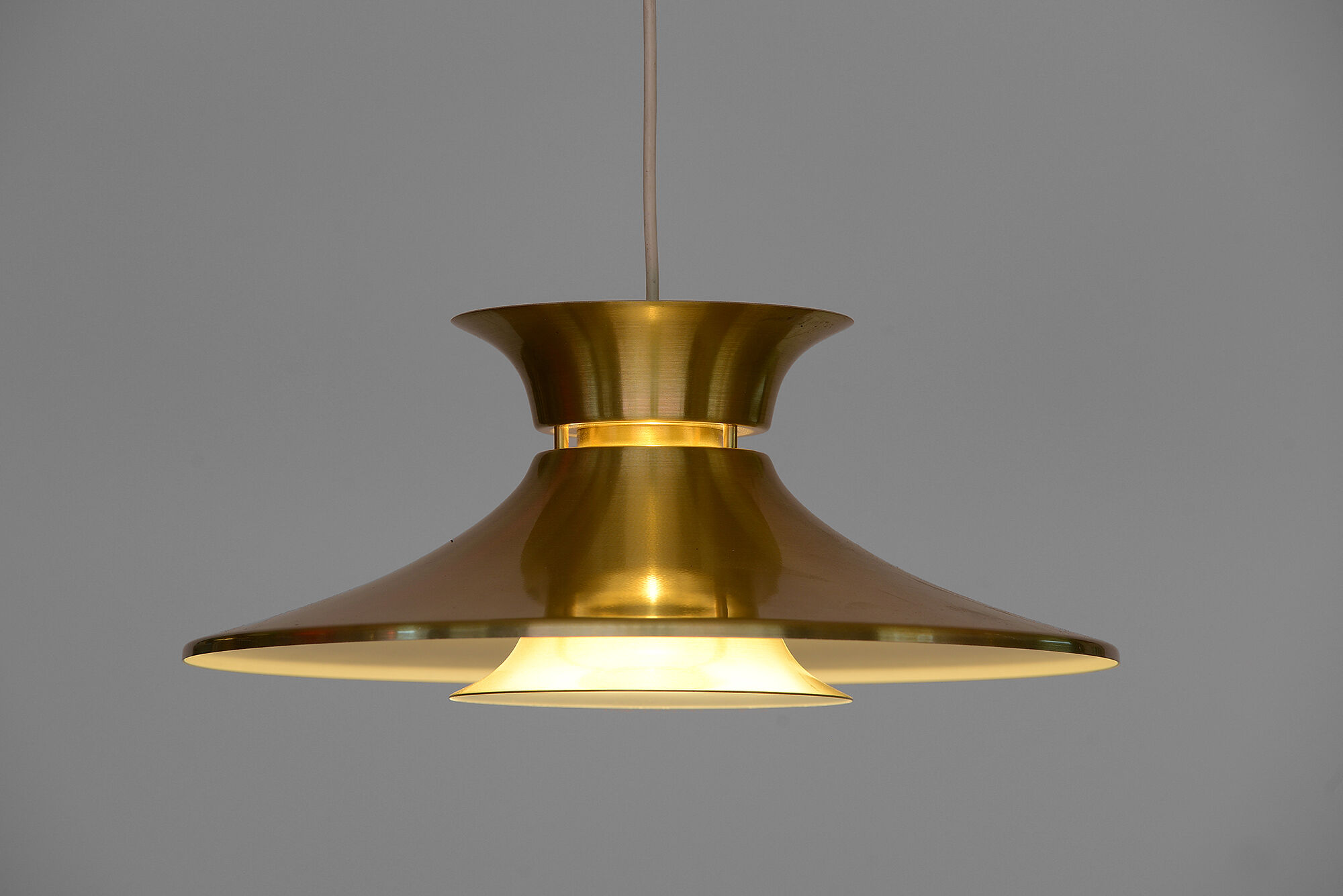 Brass colored aluminium pendant light, Denmark 1970s