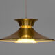 Brass colored aluminium pendant light, Denmark 1970s