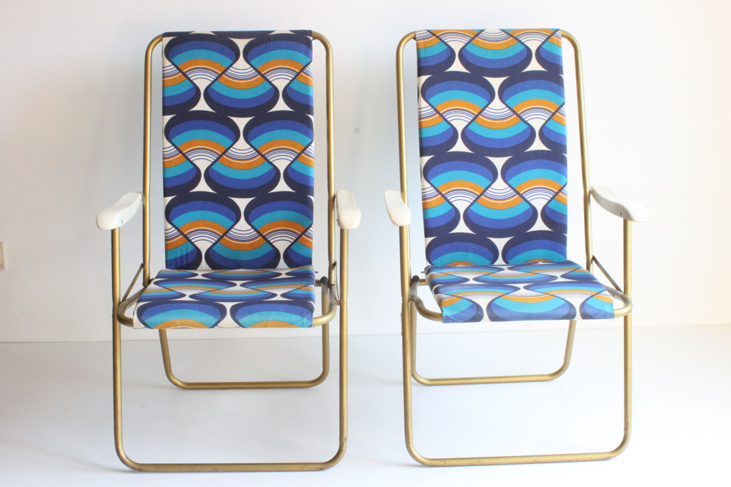 Lafuma space age folding garden chairs, 1964-74, set of two.