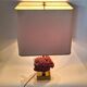Rare red pipe organ coral brass table lamp, 1970s