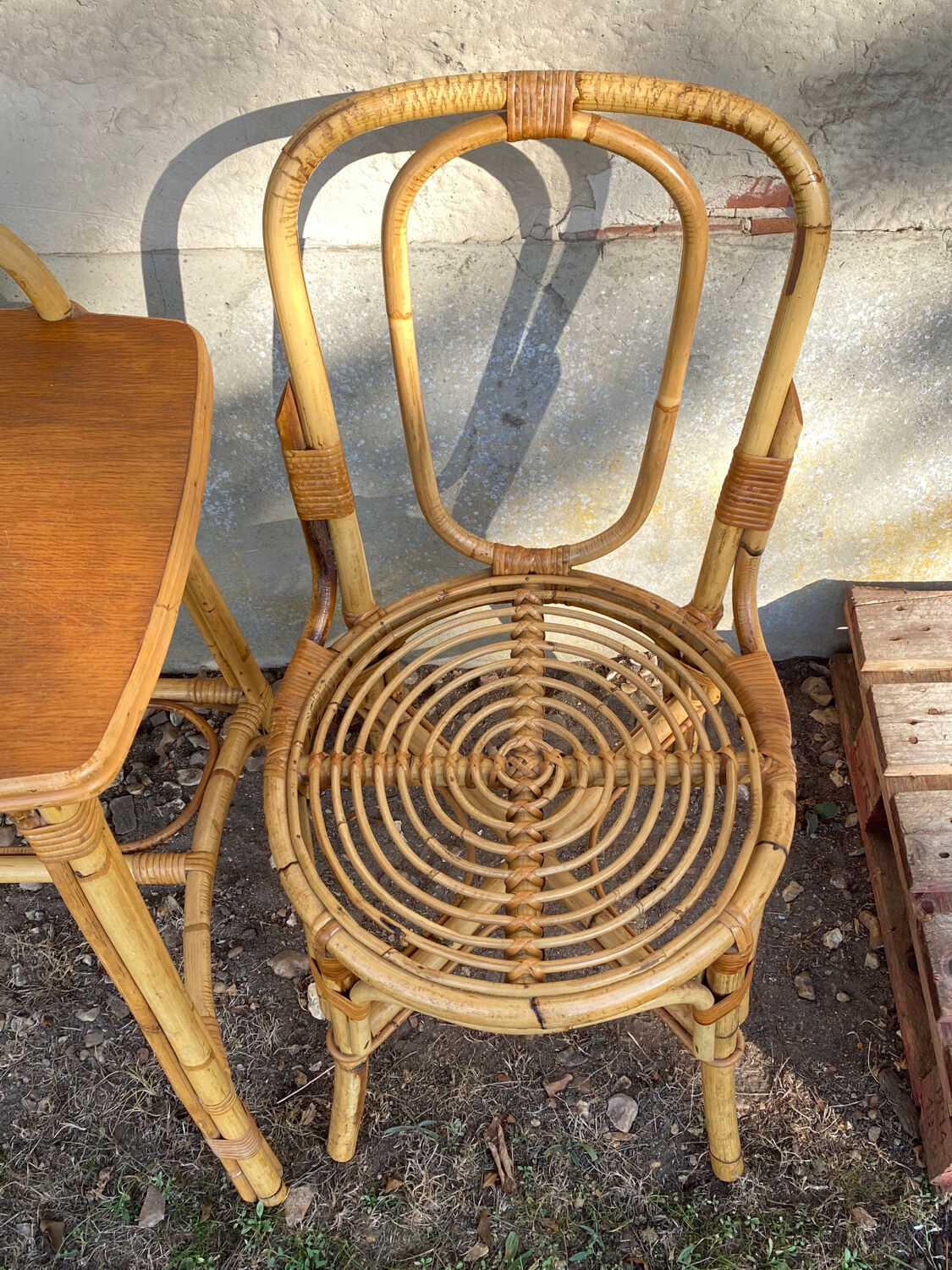 Rattan desk and chair