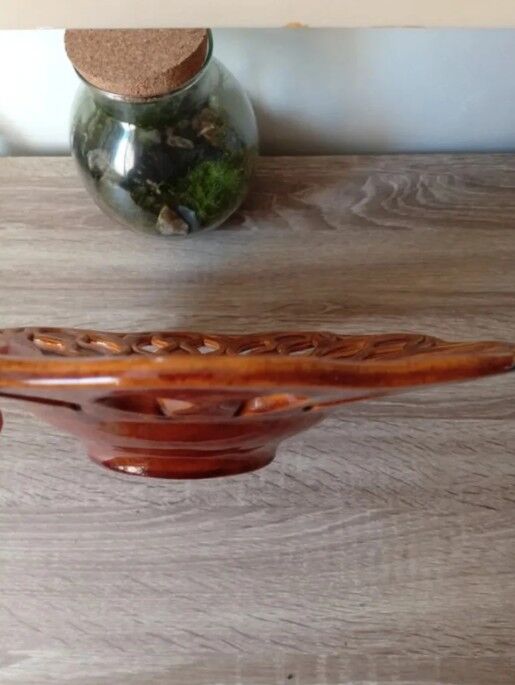 Openwork and glazed ceramic fruit bowl, 1960s-70s.