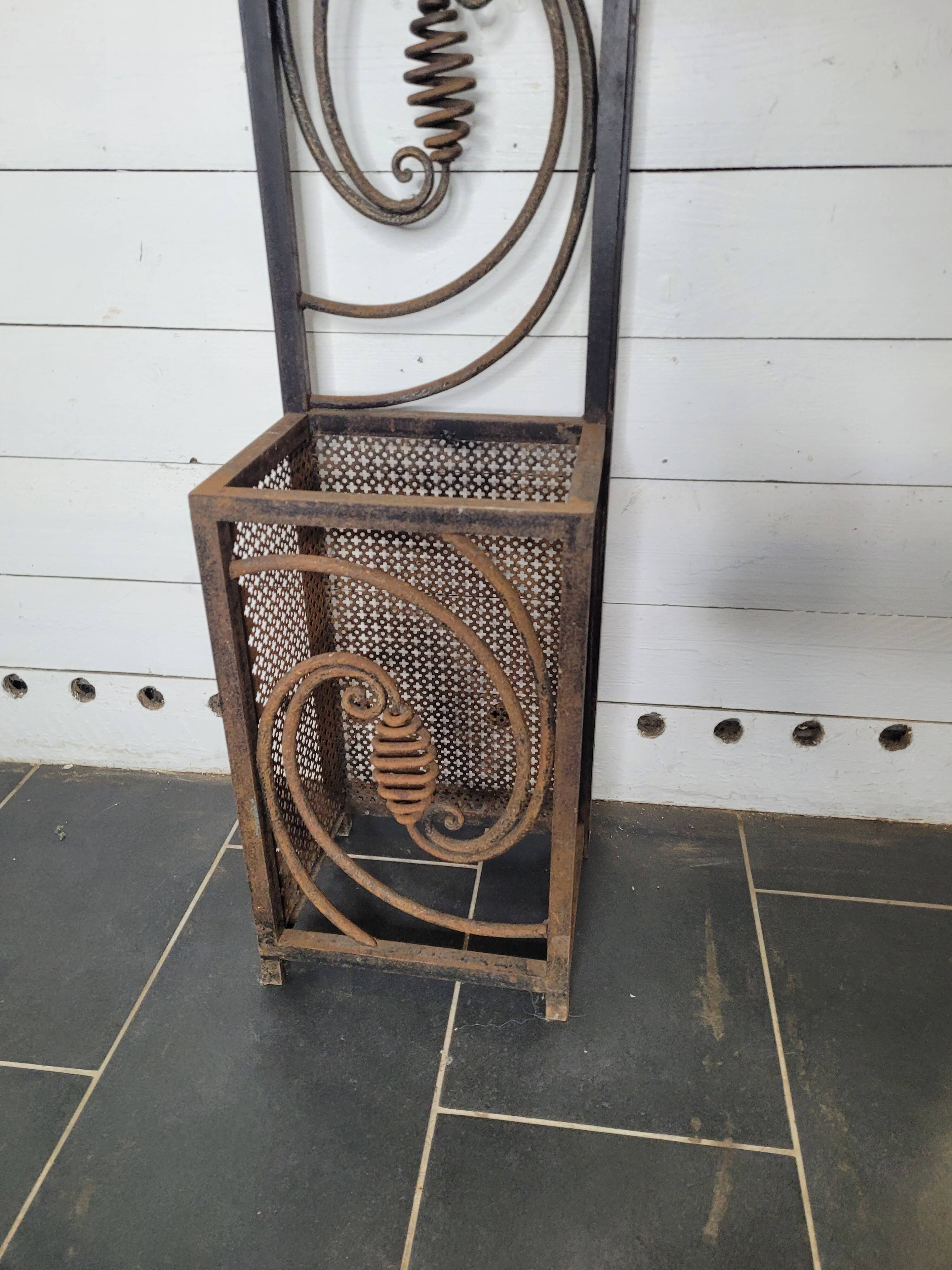 Art deco wrought iron coat rack from the 1930s