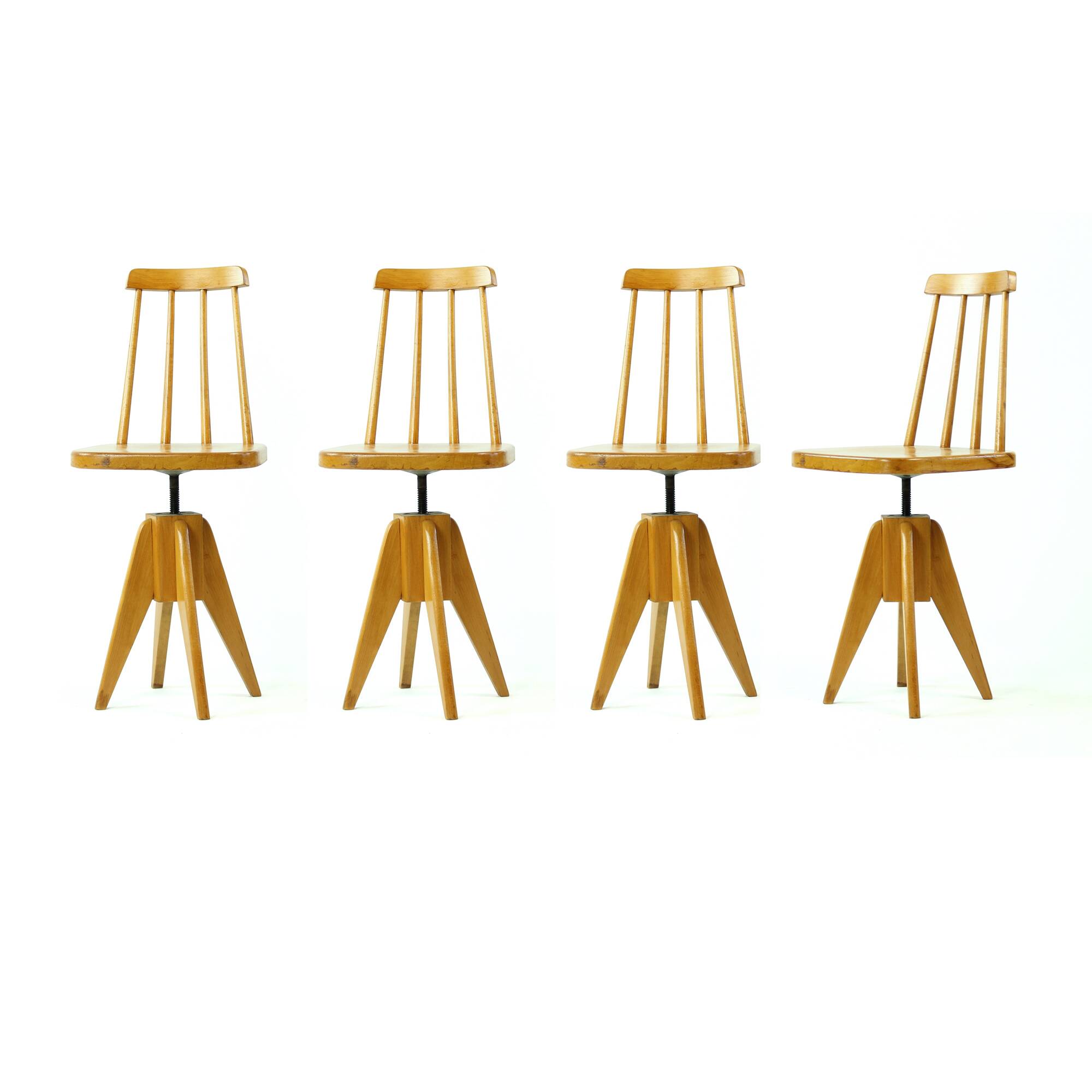 Midcentury Piano Swivel Stool With Backrest, Czechoslovakia 1960s
