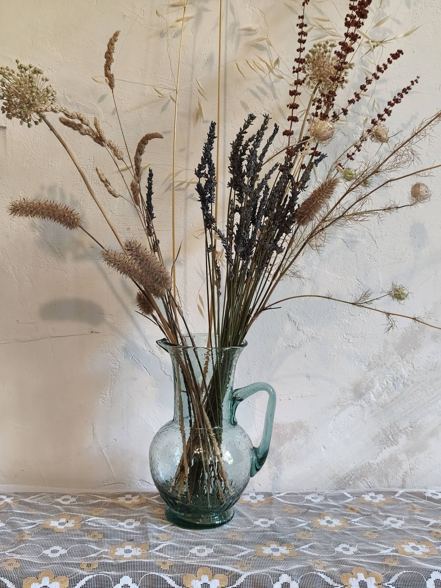 Bubble glass carafe in Biot style