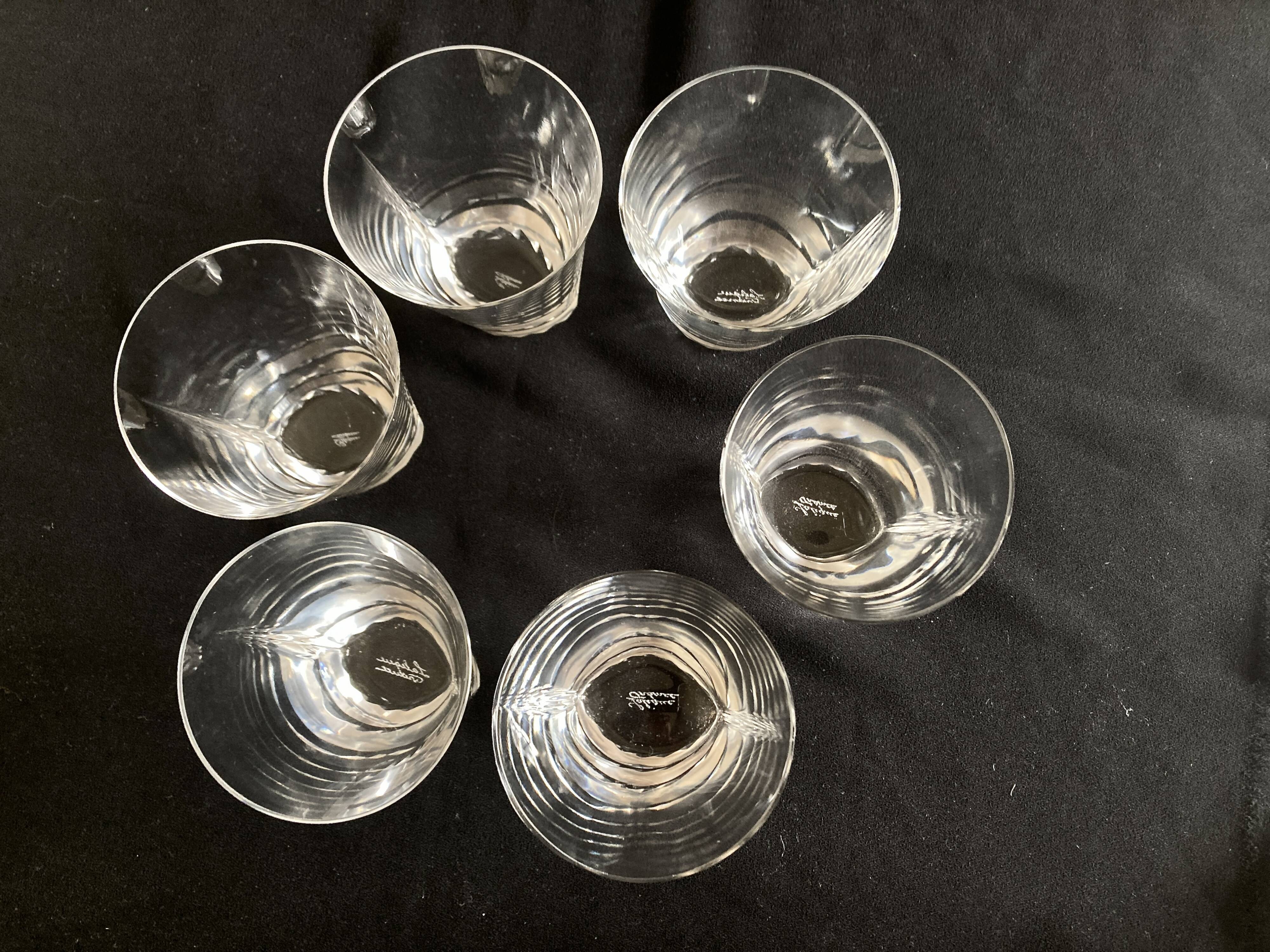 Set of 6 Lalique modernist glasses 1960 Kent crystal tumblers.