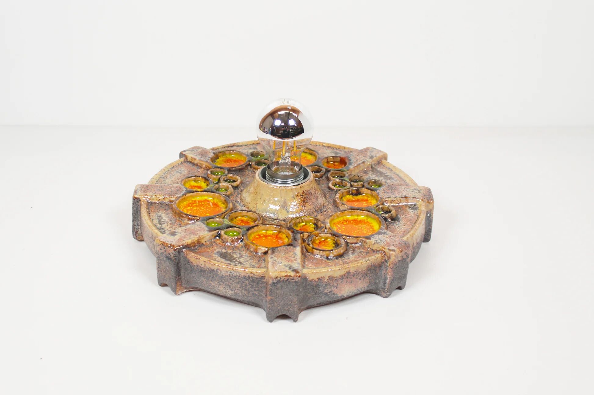Vintage 1970s ceramic 'Fat Lava' style wall light by Hustadt Leuchten