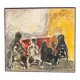 Huile sur toile originale danoise "Composition figurative" par Max Bilde