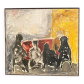 Huile sur toile originale danoise "Composition figurative" par Max Bilde