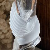 Pair of candlesticks, dove decor, in glass