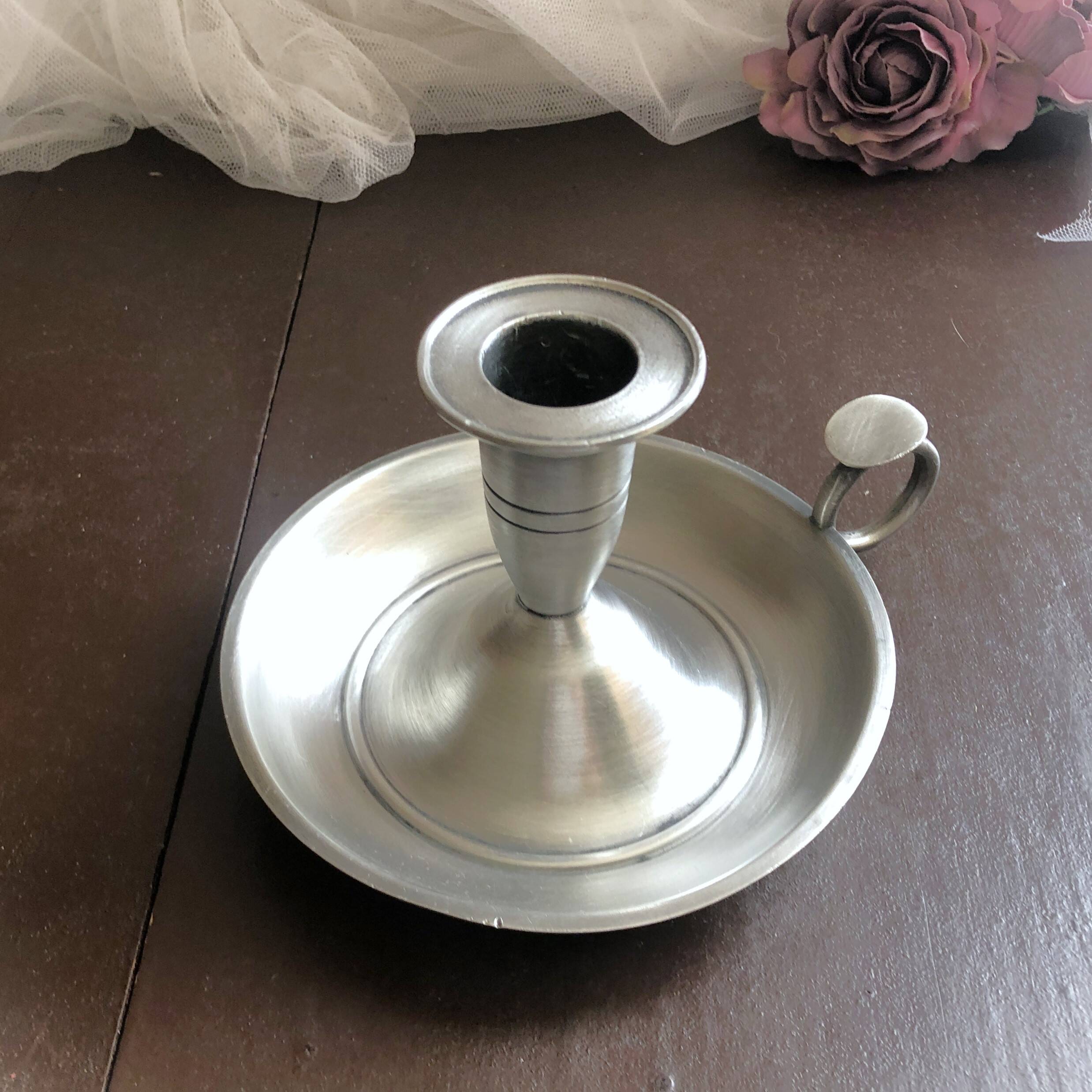 Pewter hand candle holder