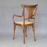 Kohn No. 196 curved wood bistro armchair, new cane