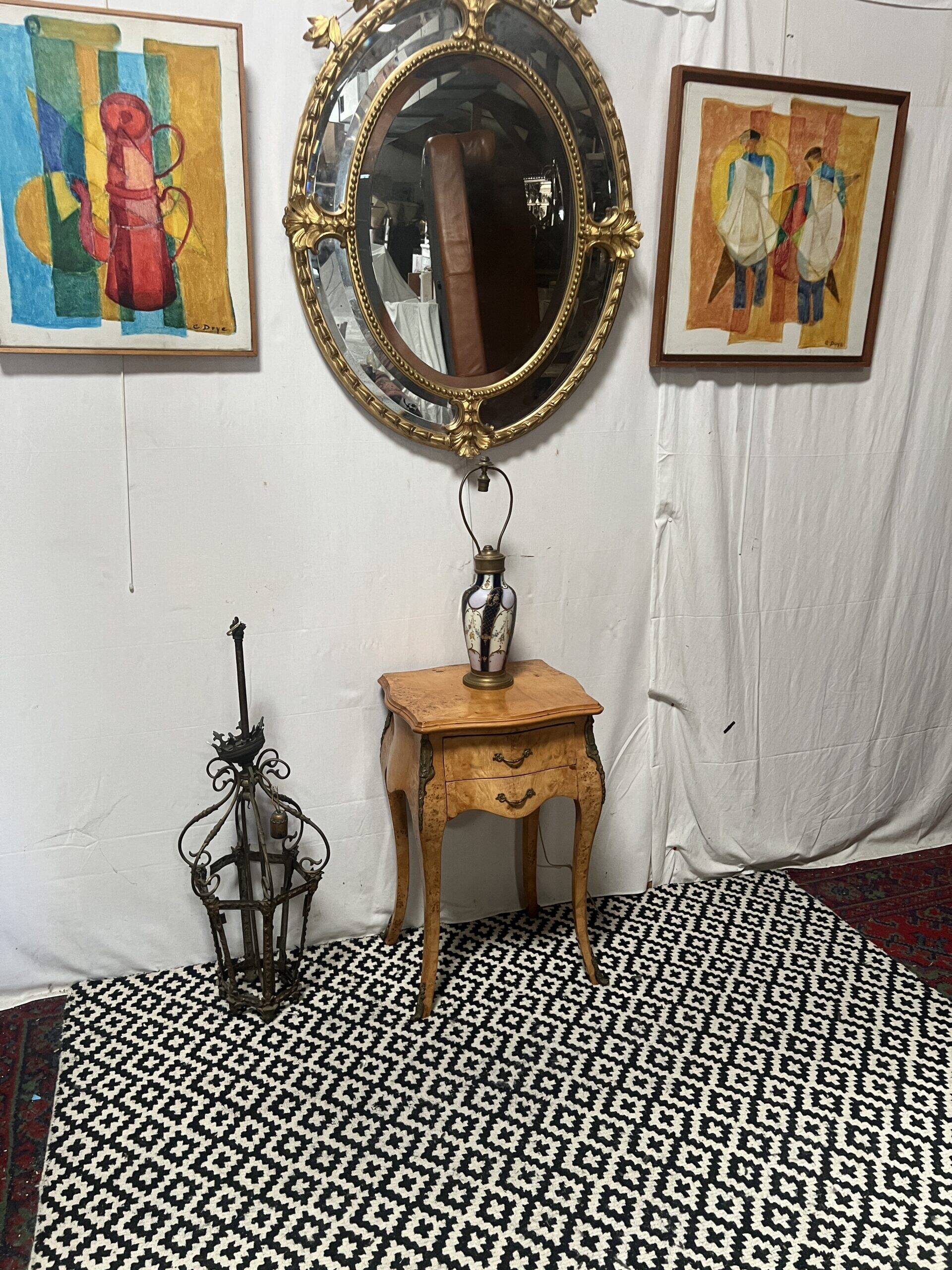 Small side table in burl wood veneer, Louis XV style, 20th century