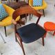 Danish bridge armchair in teak and black vinyl by Korup Stolefabrik circa 1