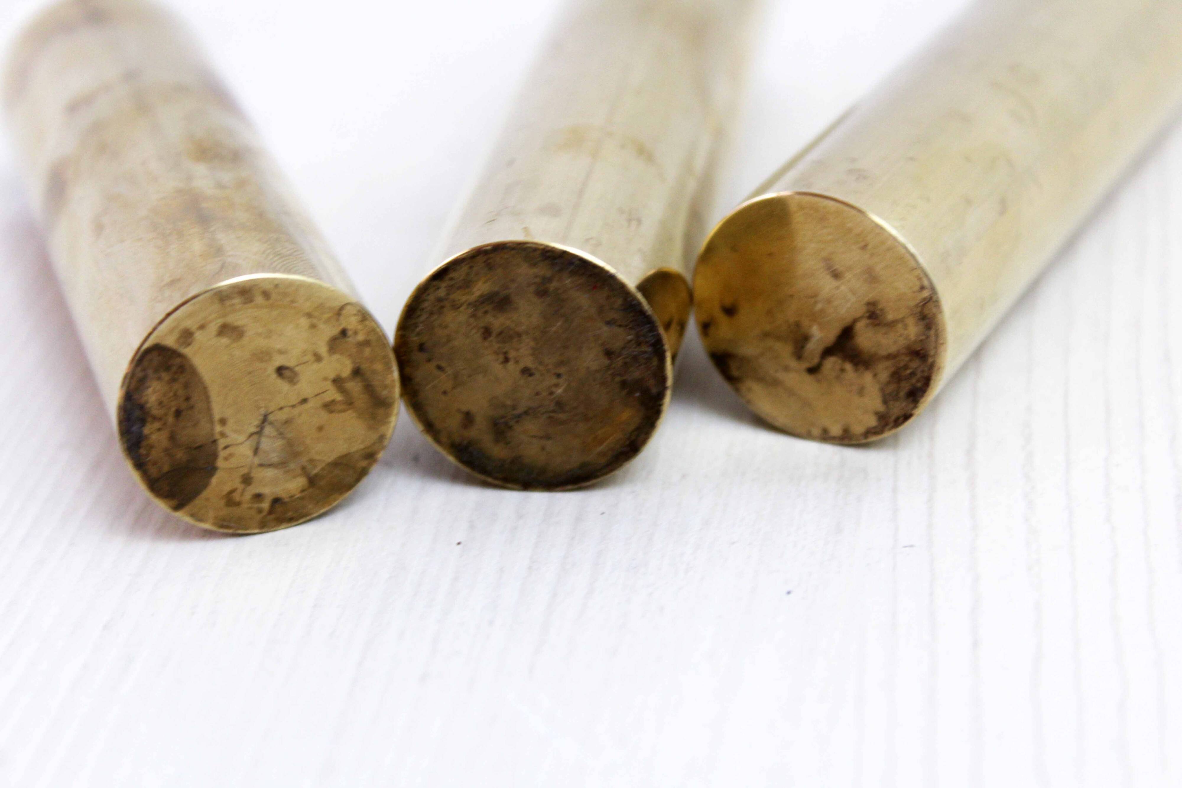 Set of 3 solid brass candle holders