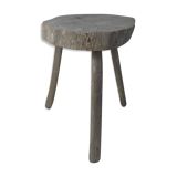Old brutalist solid wood stool