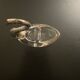 2 swan-shaped salt pots in metal and glass