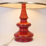 Large vintage red ceramic lamp