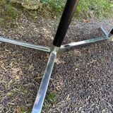 Vintage oval wooden and metal dining table from the 60s and 70s