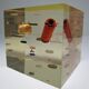 Paperweight sculpture block resin inclusions sewing design 70s