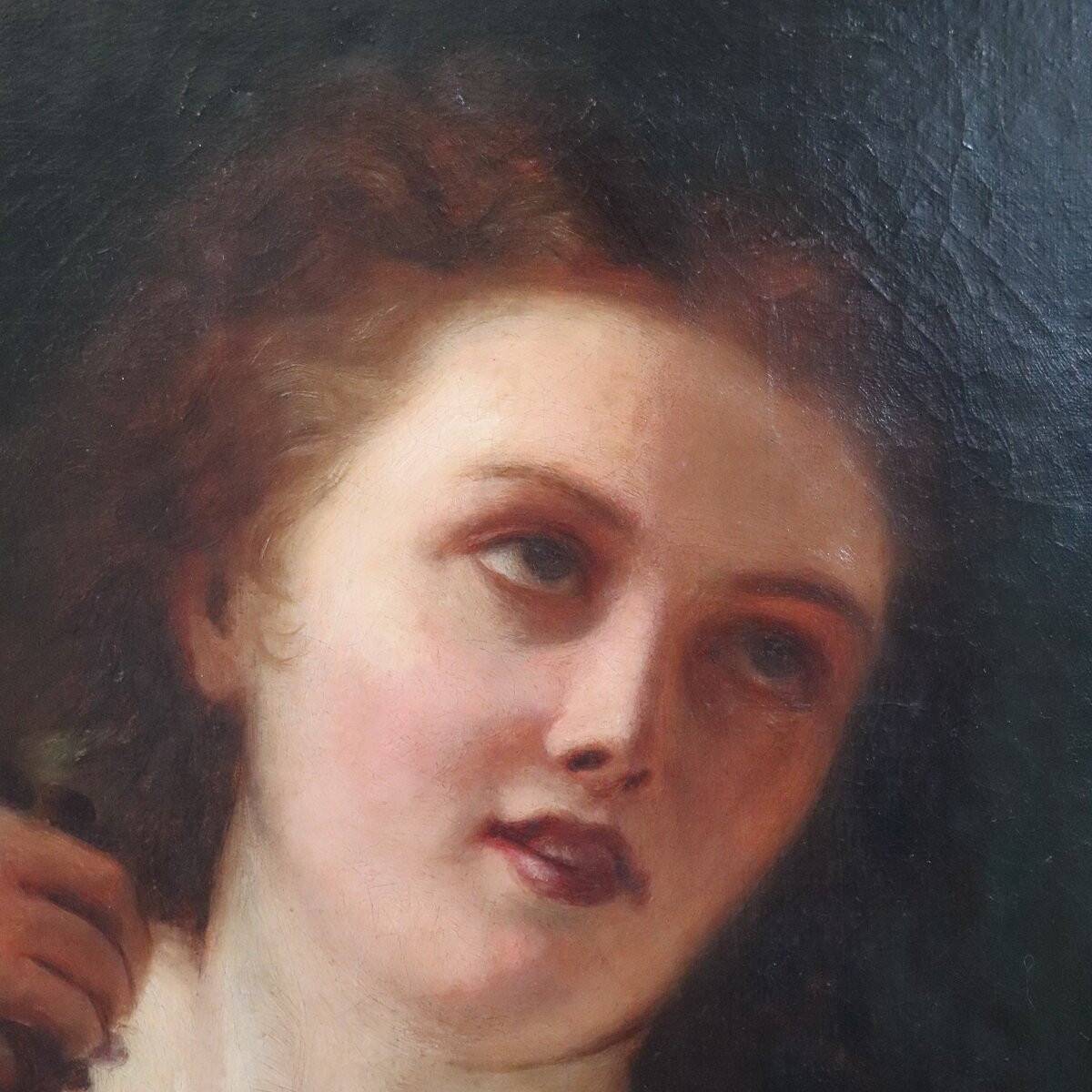 Mythological Figure Of Maenad, Oil Painting On Canvas, Italy 19th Century