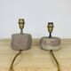 Pair of brutalist lamps in pink stoneware and wool lampshade, 1970