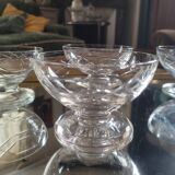 5 coupes à dessert en verre taillé, France années 60