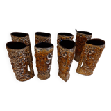 Lot de 8 chopes en céramique émaillée