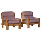 Danish Modern, a pair of pine and wool armchairs by Christian IV, 1970s.